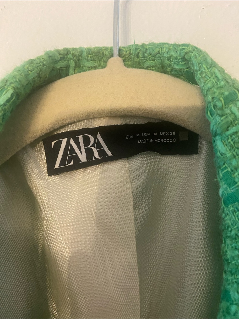 ZARA GREEN TEXTURED TWEED Cropped BLAZER Kate Middleton SIZE M - Picture 8 of 11